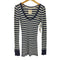 ホリスター Hollister Uネック ボーダー ロングスリーブカットソー レディース import:M