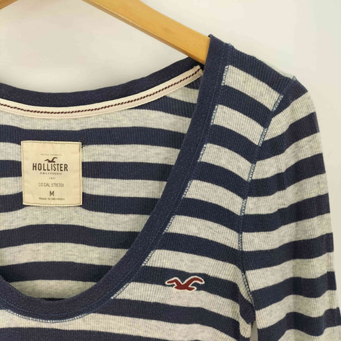 ホリスター Hollister Uネック ボーダー ロングスリーブカットソー レディース import:M