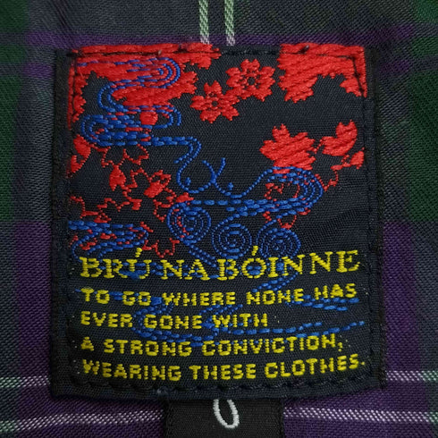 ブルーナボイン BRU NA BOINNE キュプラ コットン 虎 チェック オープンカラー S/S シャツ メンズ JPN:0