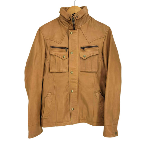 ミッシェルクランオム MICHEL KLEIN HOMME 山羊革 ゴートレザー 襟変形ジップアップレザージャケット メンズ JPN:46