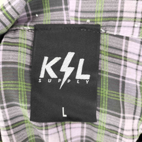 ksl supply チェック ラインストーン シャツフーディ メンズ JPN:L