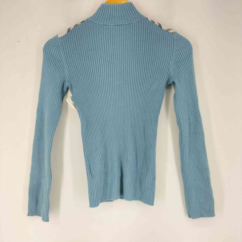 バーバリーブルーレーベル BURBERRY BLUE LABEL チェック切り替え リブニットトップス レディース JPN:38