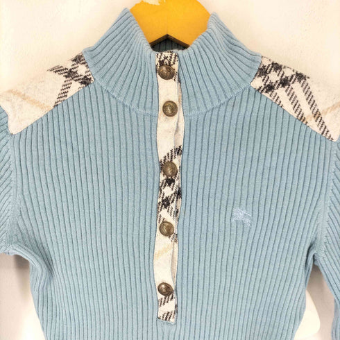 バーバリーブルーレーベル BURBERRY BLUE LABEL チェック切り替え リブニットトップス レディース JPN:38