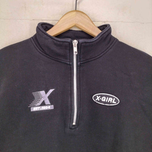 エックスガール X-girl HALF ZIP CROPPED SWEAT TOP レディース JPN:M