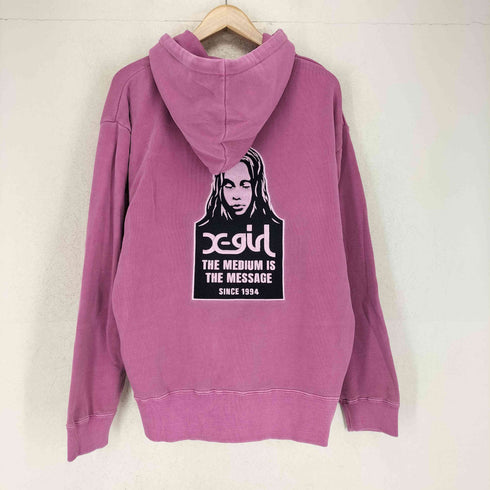 エックスガール X-girl MESSAGE AND FACE FADED ZIP UP SWEAT HOODIE レディース JPN:M
