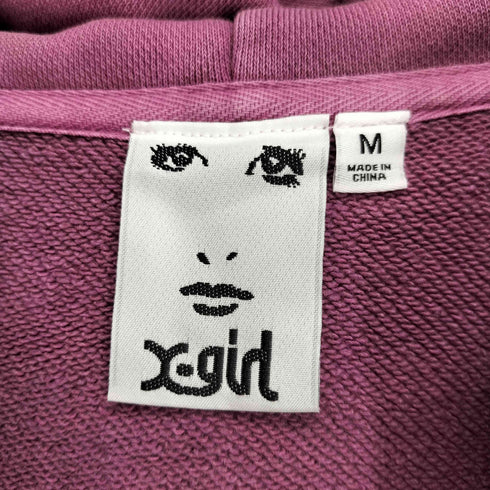 エックスガール X-girl MESSAGE AND FACE FADED ZIP UP SWEAT HOODIE レディース JPN:M