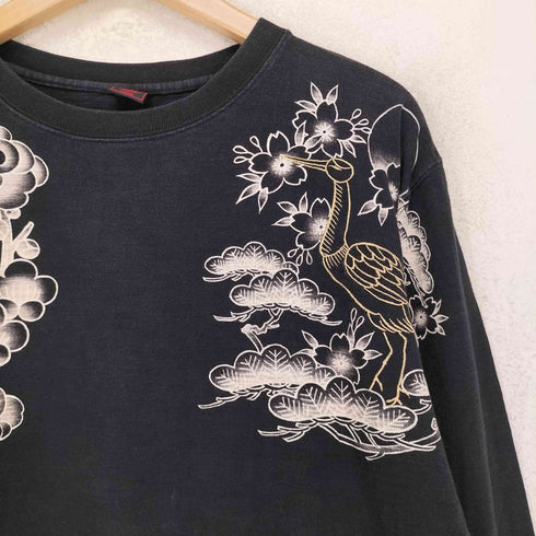 CROPPED HEADS クロップドヘッズ 雀 鶴 花 和柄 長袖 Tシャツ ロンT メンズ L