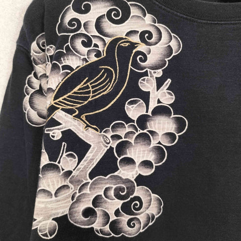 CROPPED HEADS クロップドヘッズ 雀 鶴 花 和柄 長袖 Tシャツ ロンT メンズ L