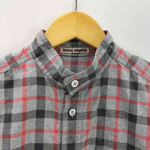 イッセイミヤケ ISSEY MIYAKE 70-80S OLD 丸文字タグ 初期 L/S バンドカラー チェック ボックス シャツ archive アーカイブ メンズ JPN:M