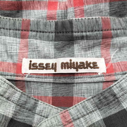 イッセイミヤケ ISSEY MIYAKE 70-80S OLD 丸文字タグ 初期 L/S バンドカラー チェック ボックス シャツ archive アーカイブ メンズ JPN:M