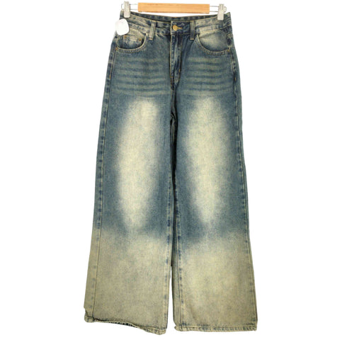 デイジー DAZY ユーズド加工 ワイドデニムパンツ レディース M
