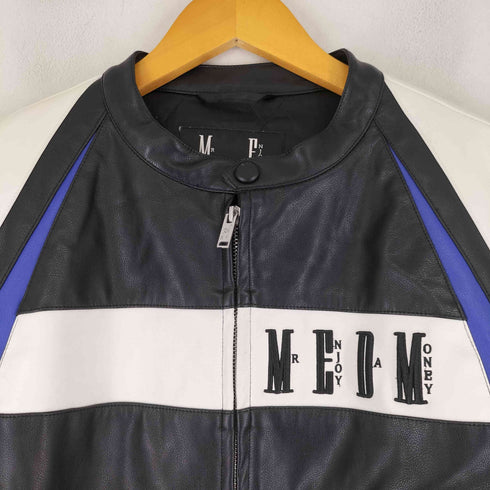 ミスターエンジョイダマネー MR ENJOY DA MONEY COLOR BLOCKED LEATHER JACKET カラーブロック レザージャケット メンズ