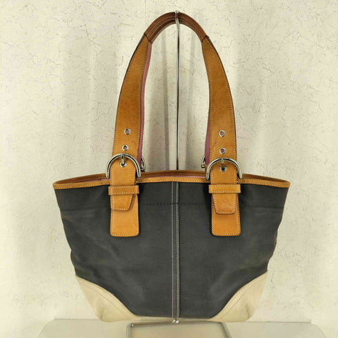 コーチ COACH キャンバス レザー ハンドバッグ canvas leather handbag レディース