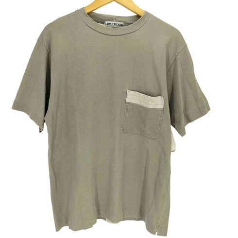 ストーンアイランド STONE ISLAND 90S 97SS ポールハーヴェイ期 イタリア製 コンパスロゴ バックライン ポケット S/S Tシャツ シングルステッチ メンズ import:M