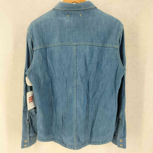 コットン100 フロントタック メタルボタン デニム シャツ メンズ