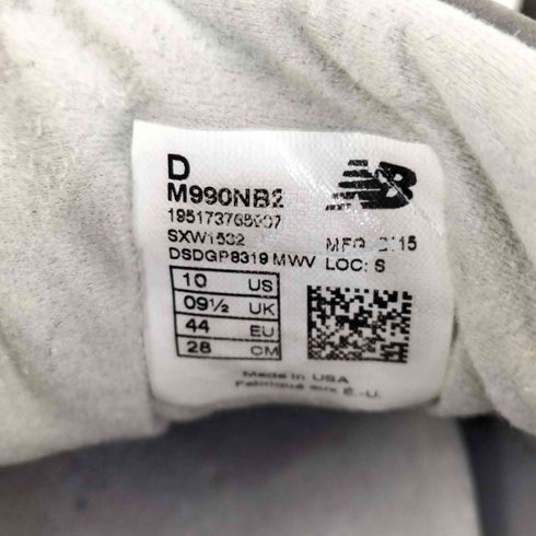 ニューバランス NEW BALANCE USA製 990v2 スニーカー メンズ US:10