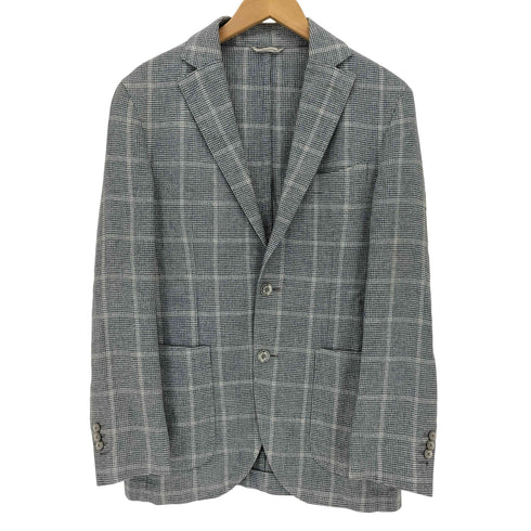 l.b.m.1911 イタリア製 SLIM FIT リネンコットン 2B チェック柄 テーラードジャケット メンズ