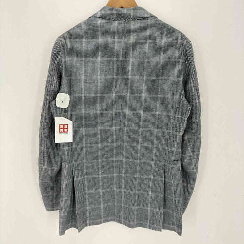 l.b.m.1911 イタリア製 SLIM FIT リネンコットン 2B チェック柄 テーラードジャケット メンズ
