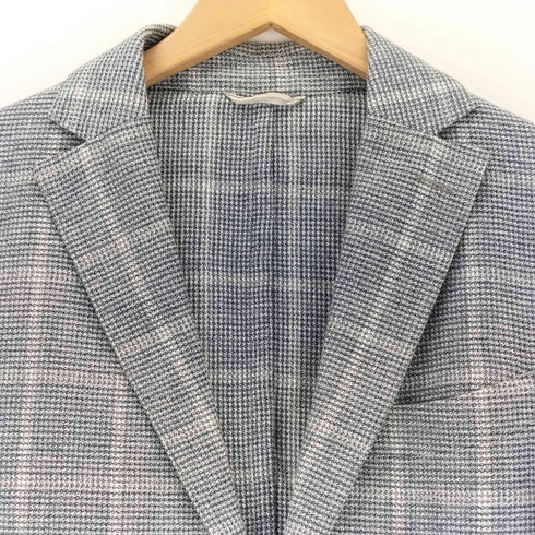 l.b.m.1911 イタリア製 SLIM FIT リネンコットン 2B チェック柄 テーラードジャケット メンズ
