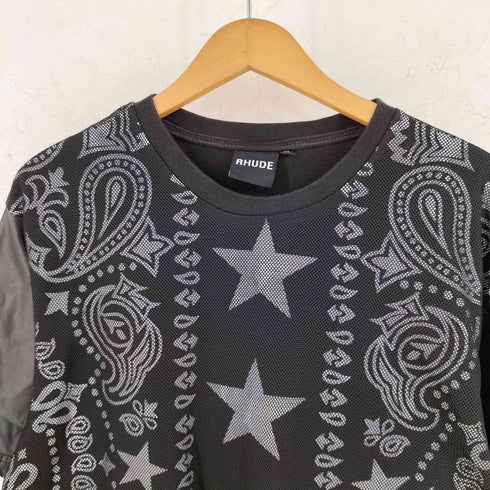 ルード RHUDE 袖コーティング メッシュ切替 プリント Tシャツ メンズ XL
