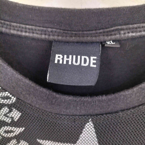ルード RHUDE 袖コーティング メッシュ切替 プリント Tシャツ メンズ XL