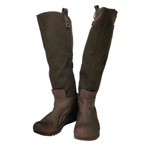 プーマ PUMA 00s Balmoral Herringbone Tweed Leather Wedge Riding Boots ライディングブーツ Y2K レディース JPN:22.5