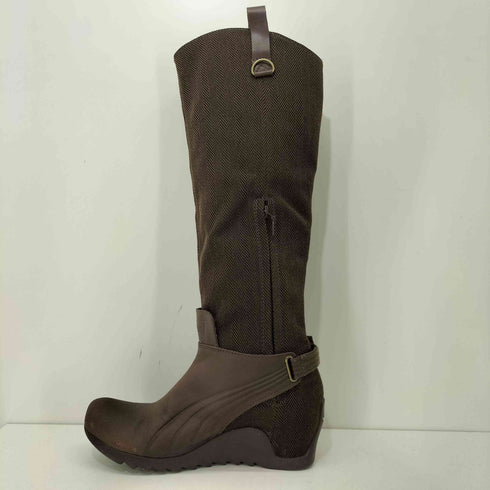 プーマ PUMA 00s Balmoral Herringbone Tweed Leather Wedge Riding Boots ライディングブーツ Y2K レディース JPN:22.5