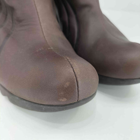 プーマ PUMA 00s Balmoral Herringbone Tweed Leather Wedge Riding Boots ライディングブーツ Y2K レディース JPN:22.5