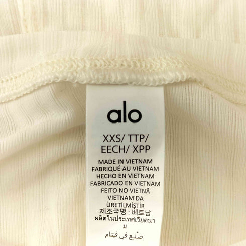 Alo Yoga アロー ヨガ 袖ロゴ プリント 長袖 リブカットソー レディース XXS