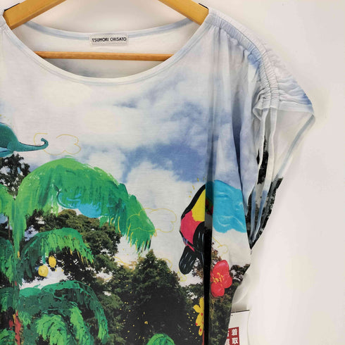 ツモリチサト TSUMORI CHISATO 総柄 アート グラフック プリント ノースリーブ ワンピース レディース 2