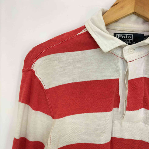 ポロバイラルフローレン Polo by RALPH LAUREN 00s ビッグロゴワッペン 長袖 ボーダー ラガーシャツ メンズ import:XS