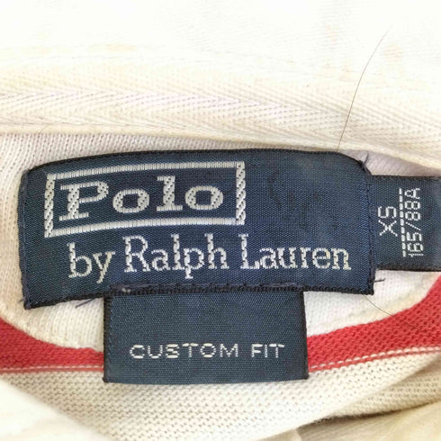 ポロバイラルフローレン Polo by RALPH LAUREN 00s ビッグロゴワッペン 長袖 ボーダー ラガーシャツ メンズ import:XS