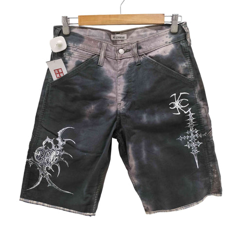 CiCKWEAR リメイク ブリーチ加工 ペイント バギー デニムショーツ メンズ W31/L30