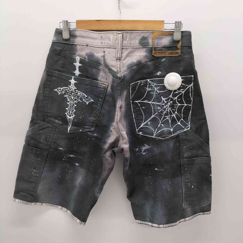 CiCKWEAR リメイク ブリーチ加工 ペイント バギー デニムショーツ メンズ W31/L30