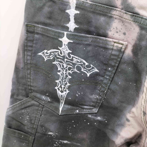 CiCKWEAR リメイク ブリーチ加工 ペイント バギー デニムショーツ メンズ W31/L30