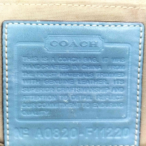 コーチ COACH シグネチャー ロゴ モノグラム レザー切替 キャンバス トートバッグ ターコイズ レディース