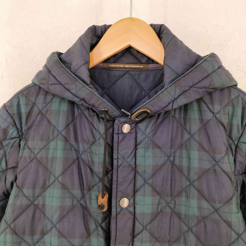 トラディショナルウェザーウェア Traditional Weatherwear ブラックウォッチ柄 中綿 キルティング フーデッドジャケット レディース 38