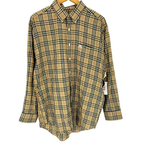 バーバリーズ BURBERRYS 80-90S OLD ホース刺繍 ノバチェック L/S ボタンダウン シャツ メンズ import:XL