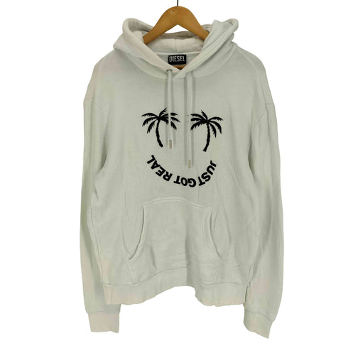 ディーゼル DIESEL S-GIRK-HOOD-B1 JUST GOT REAL ヤシの木 プリント プルオーバー パーカー メンズ import:XL