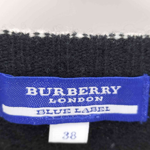 バーバリーブルーレーベル BURBERRY BLUE LABEL ロゴ刺繍 七分袖 ウール ニット レディース 38