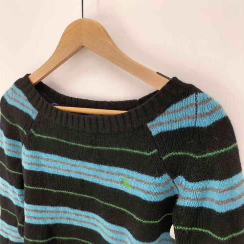 バーバリーブルーレーベル BURBERRY BLUE LABEL ロゴ刺繍 ウール クルーネック ニット レディース 38