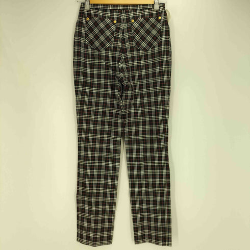 バーバリーブルーレーベル BURBERRY BLUE LABEL ウールナイロン チェック ストレートパンツ レディース 36
