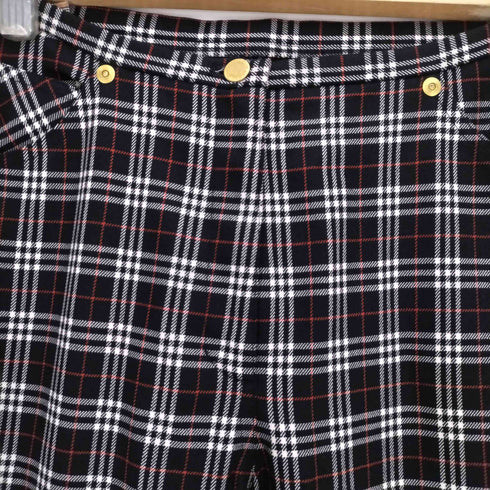 バーバリーブルーレーベル BURBERRY BLUE LABEL ウールナイロン チェック ストレートパンツ レディース 36