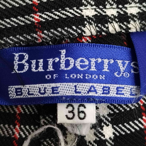 バーバリーブルーレーベル BURBERRY BLUE LABEL ウールナイロン チェック ストレートパンツ レディース 36