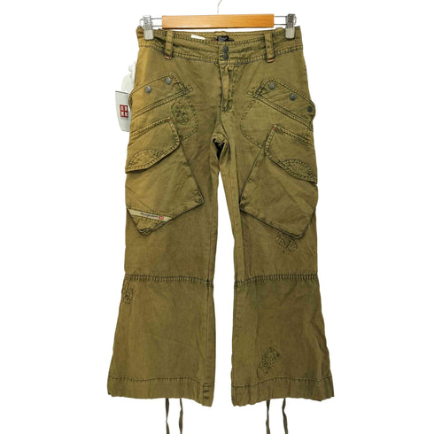 ディーゼル DIESEL 00s ダメージ加工 裾ドローコード フレア カーゴパンツ Y2K レディース 25
