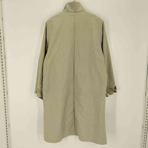 マックスマーラ MAX MARA MADE IN ITALY 白タグ 裏地総柄 レザー切替 スタンドカラー ロングコート レディース J 42
