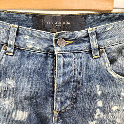 ドルチェアンドガッバーナ DOLCE&GABBANA 14 GOLD ダメージ&リペア加工 スリムデニム メンズ 44