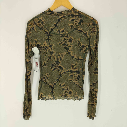 KNWLS ノウルズ HALCYON TOP THORNY GREEN 総柄 シアー トップス パワーネット レディース S
