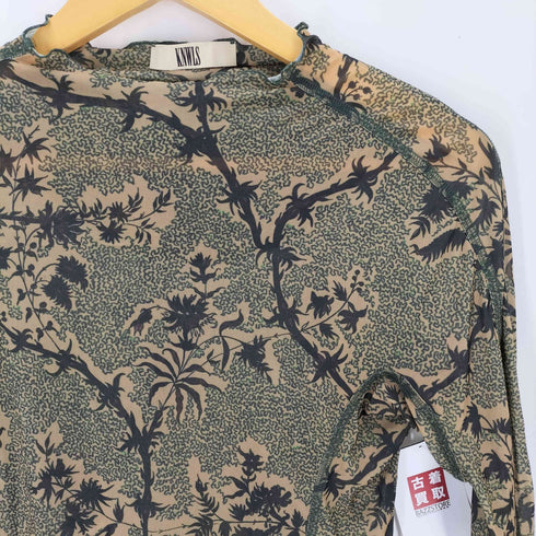 KNWLS ノウルズ HALCYON TOP THORNY GREEN 総柄 シアー トップス パワーネット レディース S