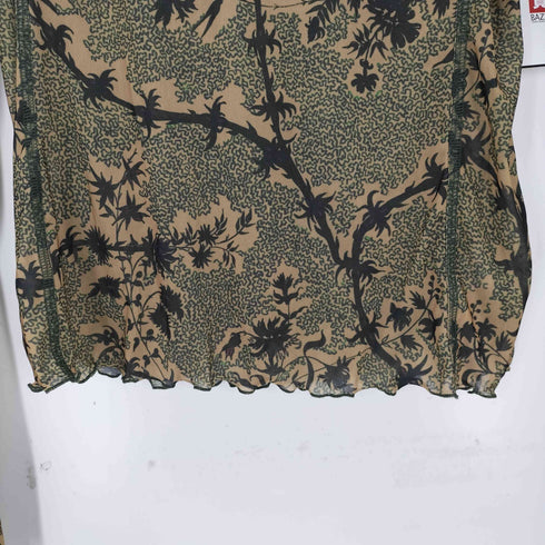 KNWLS ノウルズ HALCYON TOP THORNY GREEN 総柄 シアー トップス パワーネット レディース S